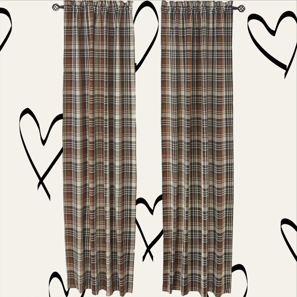 ❤️Love Offers! ⭐ New Park Designs Derby Lined Pair 72" X 84" Brown-Black-Cream